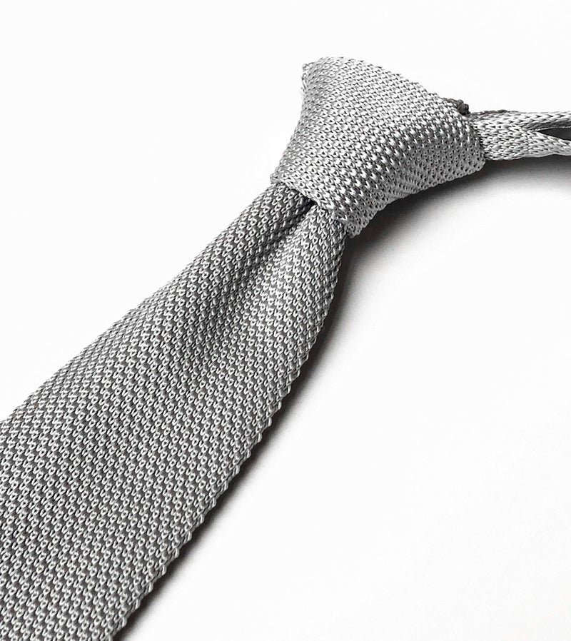 Secdtie Men Vintage Casual Formal Grey Skinny Knit Tie Knitting Narrow Necktie 012 - Image 2